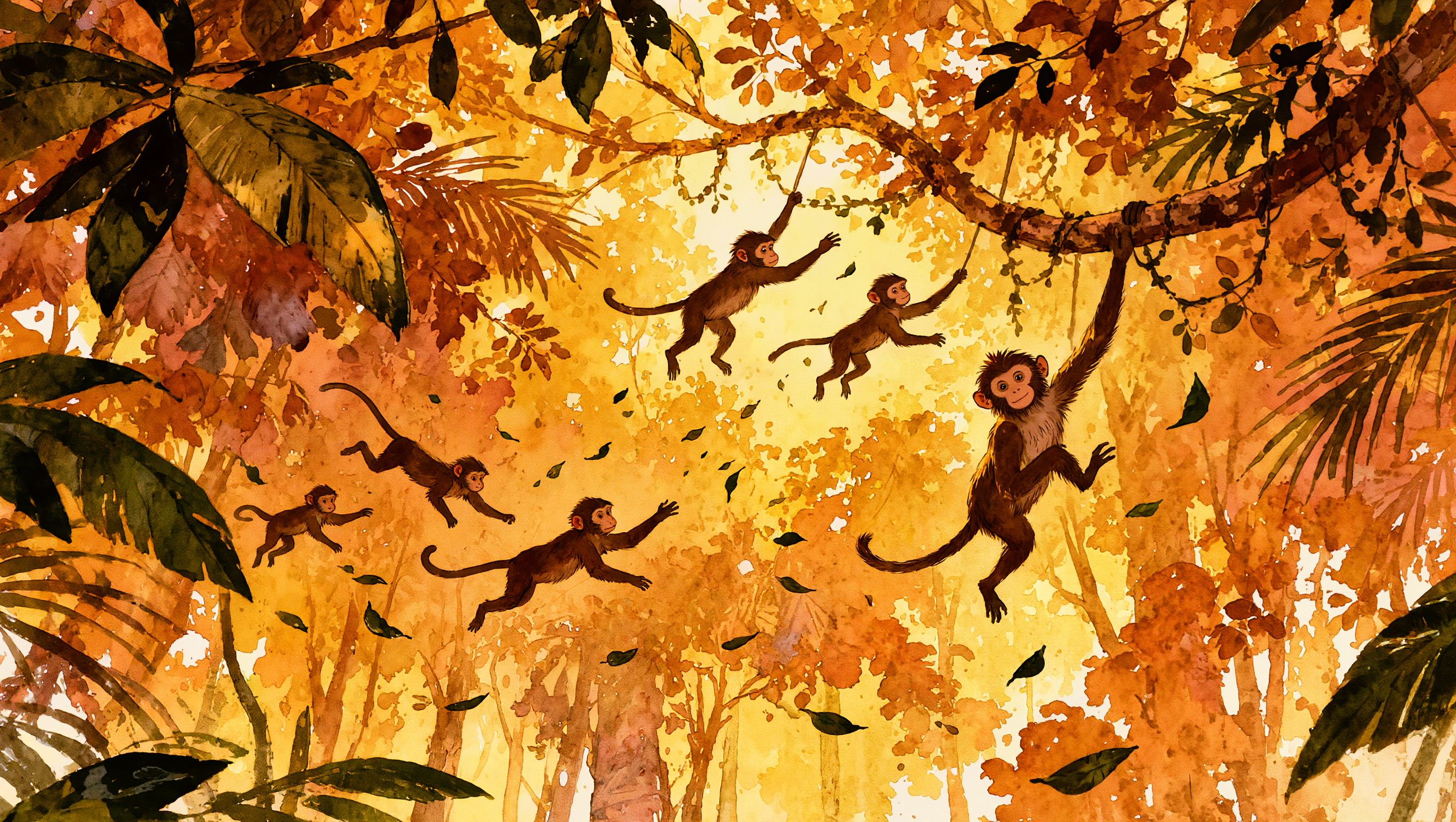 Illustration für Die Affen rasen durch den Wald